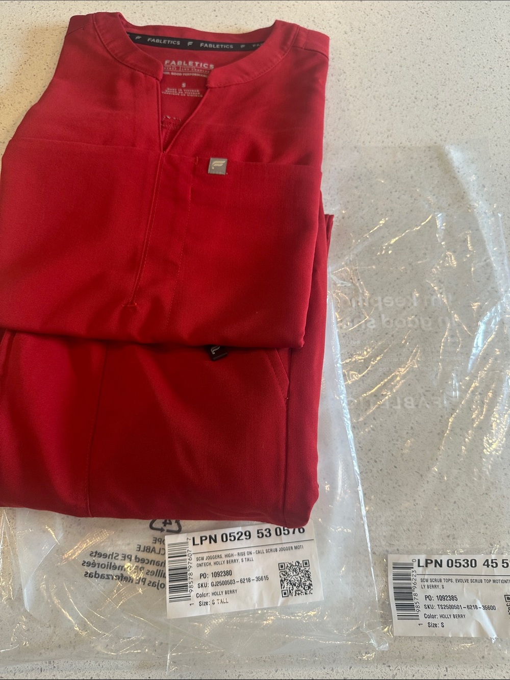 Fabletics Women’s Holly Jolly Small tall joggers and small top